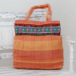 Handcrafted Cotton 'Sunset Muse' Shoulder Bag (India)