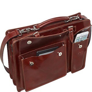 Sharo Raisen Brown Genuine Italian Leather 15-inch Laptop Briefcase