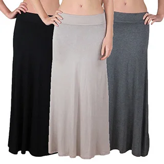 Pack of 3: Free to Live Women's Foldover High Waisted Maxi Skirts