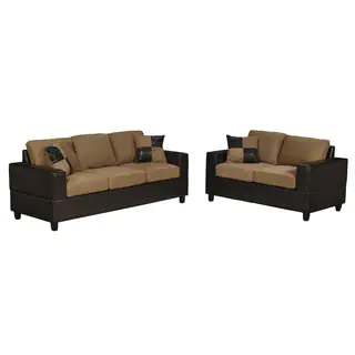 Microfiber and Faux Leather 2-piece Modern Living Room Set