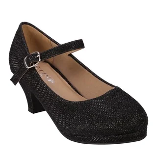 Coshare Forever Kid's Dana-64K Netted Glitter PU Mary-jane Low Top Dress Pumps