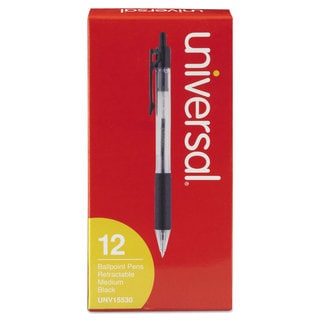 Universal Economy Black Ink Retractable Ballpoint Pen (6 Packs of 12)