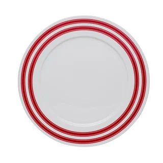 Race Stripe Red Rim 10.5-inch Dinner Plate (Set of 4)