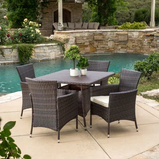 Danielle Outdoor 5-piece Wicker Dining Set with Cushions by Christopher Knight Home