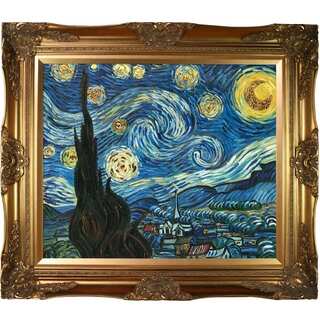 Vincent Van Gogh 'Starry Night' (Luxury Line) Hand Painted Framed Canvas Art