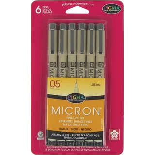 Pigma Micron Pens 05 .45mm 6/PkgBlack