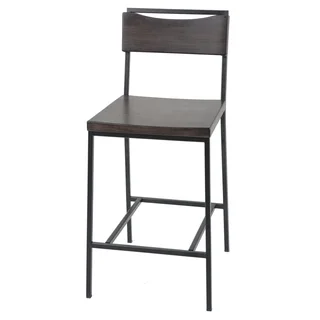 Fashion Bed Group Columbus 30-inch Black Metal Barstool with Black Cherry Wooden Seat