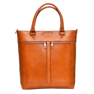 Deleite by Sharo Apricot Italian Leather Laptop Tote Bag