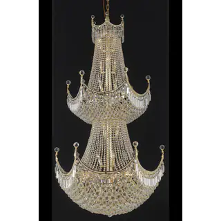Elegant Lighting Gold Royal-cut Crystal Clear Large 36-inch Hanging Chandelier