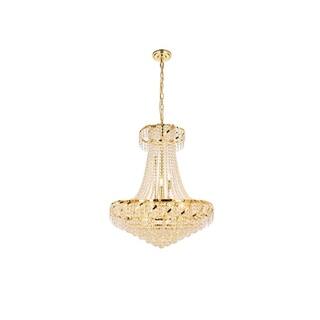 Elegant Lighting Gold 26-inch Royal-cut Crystal Clear Hanging 15-light Chandelier