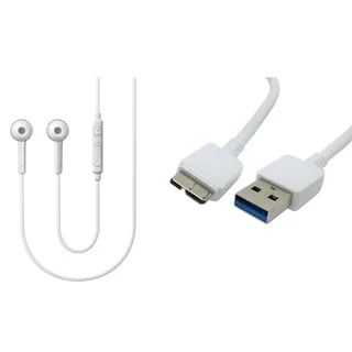 Samsung USB 3.0 5-Feet Data Cable and 3.5mm Stereo Headset for Galaxy S5 Note 3
