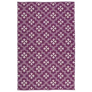 Indoor/Outdoor Laguna Purple and Ivory Tiles Flat-Weave Rug (9'0 x 12'0)
