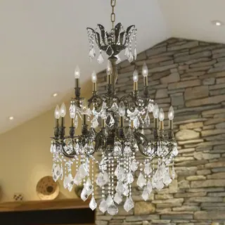 Versailles Collection 15-light Antique Bronze Finish and Clear Crystal Chandelier