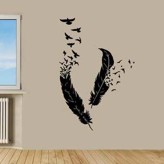 Birds Flying From Feathers Vinyl Sticker Wall Art