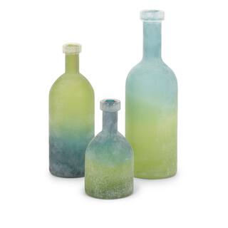 Alena Green and Blue Glass Bottles (Set of 3)