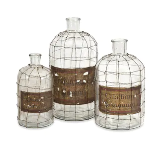 Dimora Wire Caged Bottles (Set of 3)