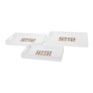 Giselle White Lacquer Trays (Set of 3)