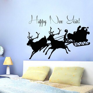 Santa Happy New Year Vinyl Sticker Wall Art