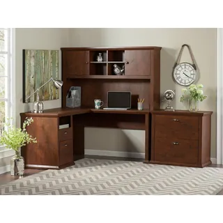 Bush Furniture Yorktown Collection 60W L-Desk with Hutch and Lateral File