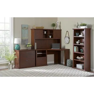 Bush Furniture Yorktown Collection Corner Desk with Hutch, Lateral File and Bookcase