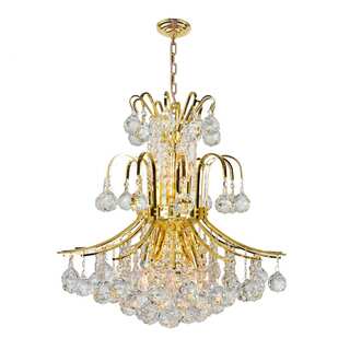 French Empire 9-light Gold Finish and Clear Crystal 19-inch Wide French Empire Chandelier
