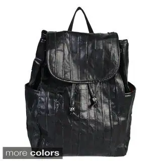 Mllecoco Leather Pleated Drawstring Backpack - L