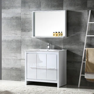 Fresca Allier 36-inch White Modern Bathroom Vanity with Mirror