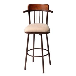 Fashion Bed Group Augusta Chestnut Upholstered Swivel-seat and Hammered Copper Finish Metal Bar Stool/ Cou