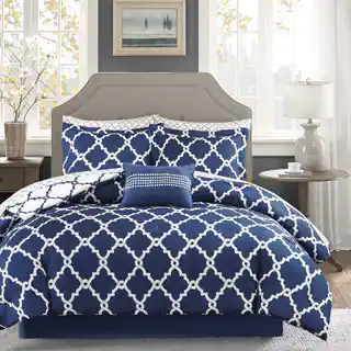 Madison Park Essentials Cole Navy Reversible Complete Comforter and Cotton Sheet Set
