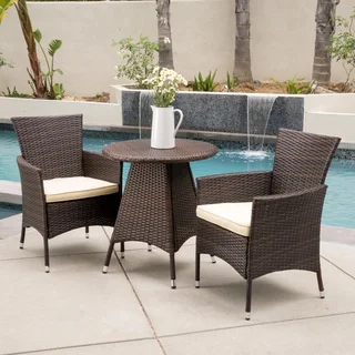 Christopher Knight Home Melissa Outdoor 3-piece Wicker Bistro Set with Cushions