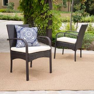 Outdoor Cordoba Wicker Dining Chair with Cushions (Set of 2) by Christopher Knight Home