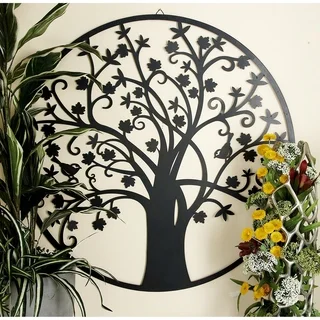 Botanical Themed Metal Outdoor Tree Wall Plaque