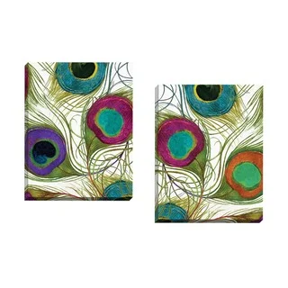 Portfolio Canvas Decor Mindy Sommers 'Peacock Feathers 1' Framed Canvas Wall Art (Set of 2)