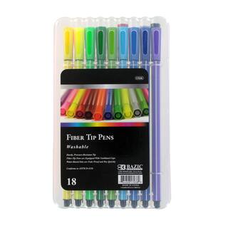 Bazic Washable Fiber Tip Pens Assorted Colors (Pack of 18)