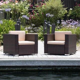 Murano Outdoor Aluminum Club Chair with Cushions (Set of 2) by Christopher Knight Home