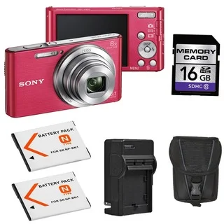 Sony Cyber-shot DSC-W830 Pink Digital Camera with 2 Batteries and 16GB Card Bundle