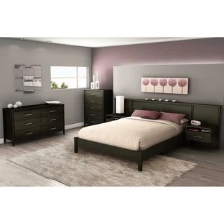 South Shore Gravity Queen Ebony Headboard/ Built-in Night Stand Set