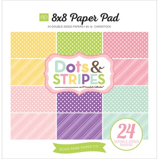 Echo Park DoubleSided Paper Pad 8inX8in 24/PkgSpring Dots & Stripes