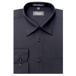 Giovanni Men's Black Convertible Cuff Dress Shirt