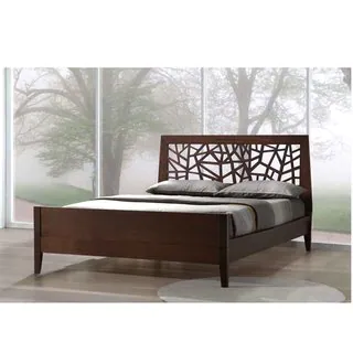 Graber Tree Branch Inspired Contemporary Cocoa Solid Wood Laser-cut Platform Mid-century Style Bed