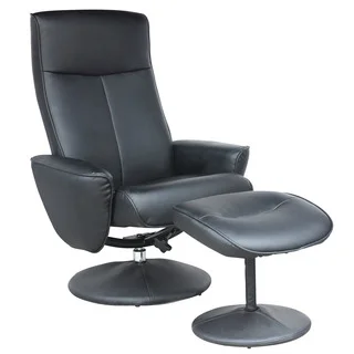 CorLiving Yalaha Leatherette Reclining Lounge Chair with Ottoman
