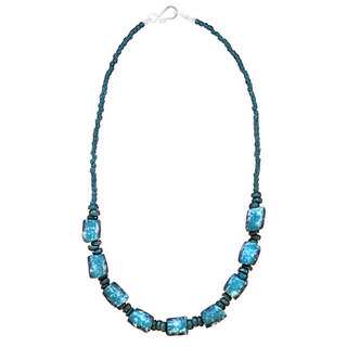 Global Mamas Blue Glass Bead Necklace (Ghana)