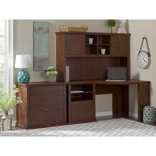 Bush Furniture Yorktown Collection 60W Corner Desk with Hutch and Lateral File