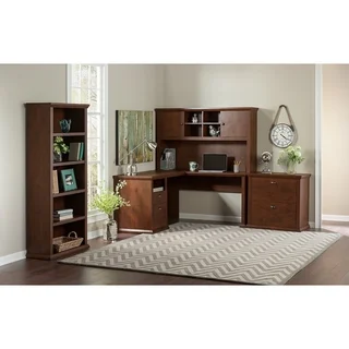 Bush Furniture Yorktown Collection 60W L-Desk with Hutch, Lateral File and Bookcase
