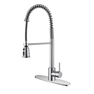 Ruvati RVF1215B1CH Commercial Style Polished Chrome Pullout Spray Kitchen Faucet with Deck Plate