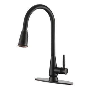 Ruvati RVF1252B1RB Pullout Spray Single Oil Rubbed Bronze Handle Kitchen Faucet with Deck Plate
