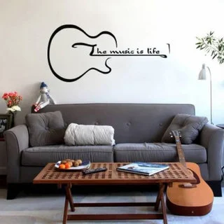 The Music Is Life Guitar Inspirational Vinyl Sticker Wall Art