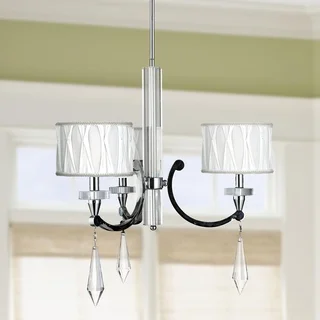 Cutlass Collection 3-light Arm Chrome Finish and Clear Crystal Chandelier with White Fabric Shade