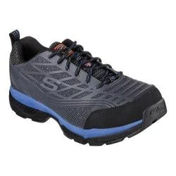 Men's Skechers Work Relaxed Fit Conroe Steel Toe Lace Up Charcoal/Blue