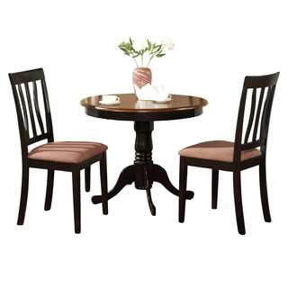Black Round Kitchen Table Plus 2 Dining Room Chairs 3-piece Dining Set